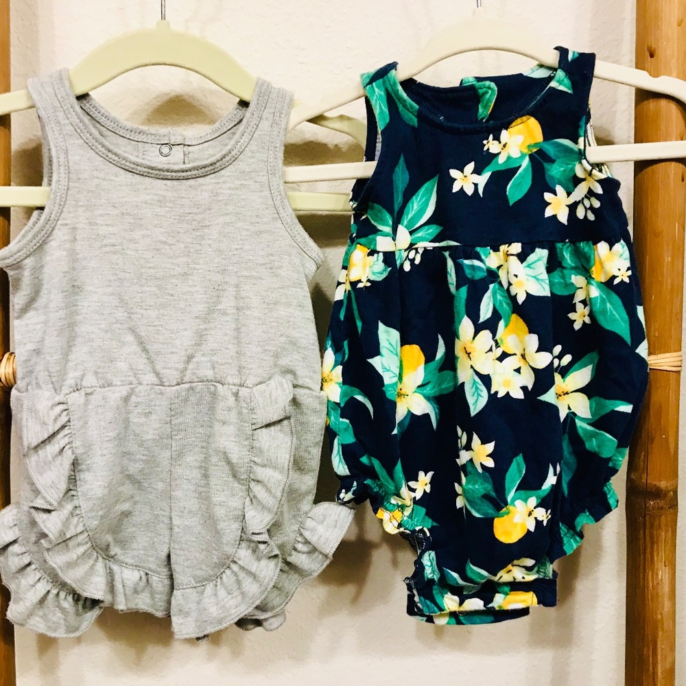 romper bundle target old navy, gray & lemon, NB